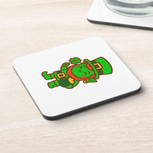 Kawaii Lucky Leprechaun Bier Onderzetter (Linkerzijde)