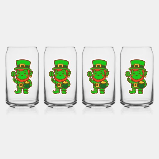 Kawaii Lucky Leprechaun Blikvorm Glas (Achterkant)
