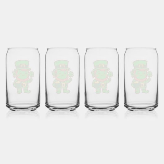 Kawaii Lucky Leprechaun Blikvorm Glas (Voorkant)