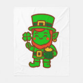 Kawaii Lucky Leprechaun Fleece Deken (Voorkant)