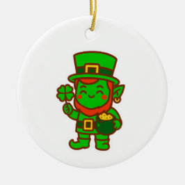 Kawaii Lucky Leprechaun Keramisch Ornament