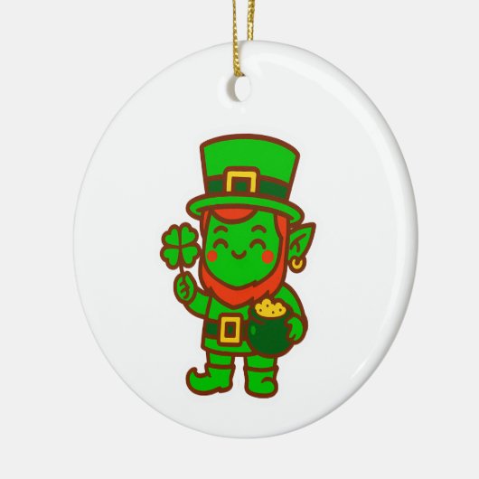 Kawaii Lucky Leprechaun Keramisch Ornament (Links)