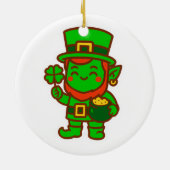Kawaii Lucky Leprechaun Keramisch Ornament (Achterkant)