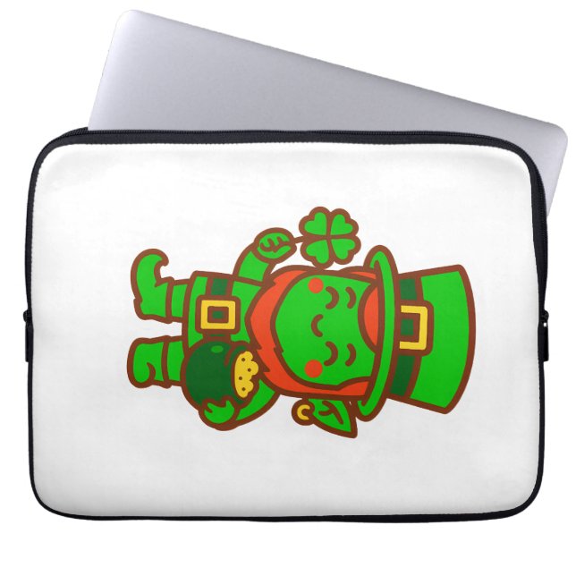 Kawaii Lucky Leprechaun Laptop Sleeve (Voorkant)