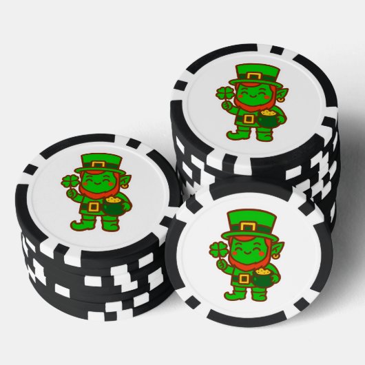 Kawaii Lucky Leprechaun Poker Chips (Opstapeling)