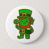 Kawaii Lucky Leprechaun Ronde Button 7,6 Cm (Voorkant)