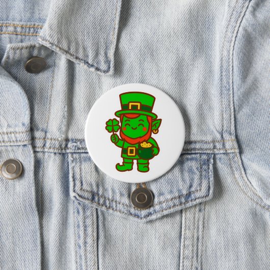 Kawaii Lucky Leprechaun Ronde Button 7,6 Cm (In situ)