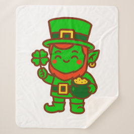 Kawaii Lucky Leprechaun Sherpa Deken