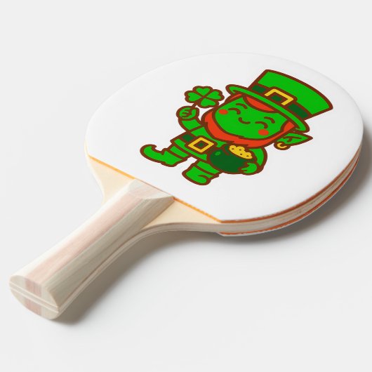 Kawaii Lucky Leprechaun Tafeltennisbatje (Voorkant Gekanteld)