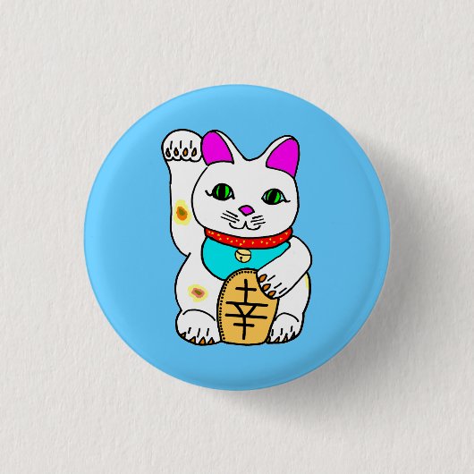 Kawaii Luckycat Ronde Button 3,2 Cm (Voorkant)