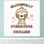 Kawaii Luiaard Dieren Puns Canvas Afdruk (Insitu (Houten vloer))