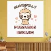 Kawaii Luiaard Dieren Puns Canvas Afdruk (Insitu (Woonkamer))