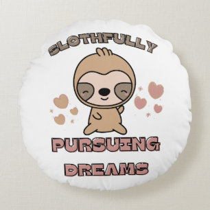 Kawaii Luiaard Dieren Puns Rond Kussen