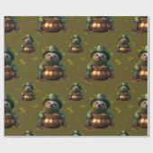 Kawaii luiaard. Grappige Ierse kabouter. Saint Pat Cadeaupapier (Vlak)