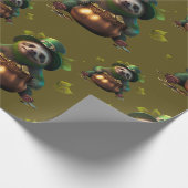 Kawaii luiaard. Grappige Ierse kabouter. Saint Pat Cadeaupapier (Hoek)