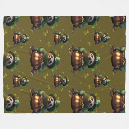 Kawaii luiaard. Grappige Ierse kabouter. Saint Pat Fleece Deken (Voorkant (Horizontaal))