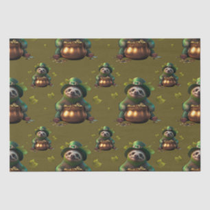 Kawaii luiaard. Grappige Ierse kabouter. Saint Pat Tissuepapier