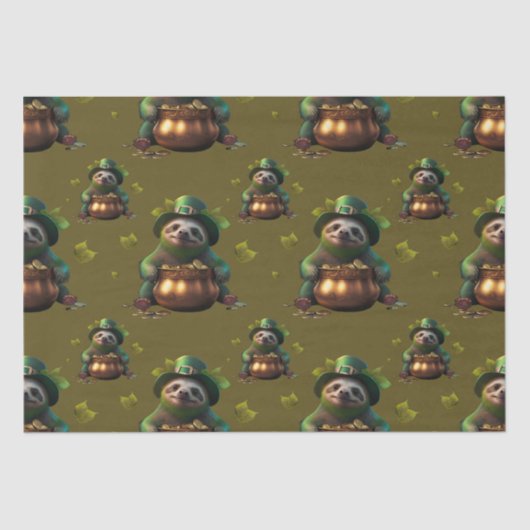 Kawaii luiaard. Grappige Ierse kabouter. Saint Pat Tissuepapier (Voorkant)