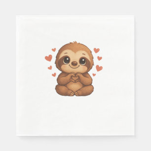 Kawaii Luiaard Harten Schattige Luiaard Liefhebber Servet