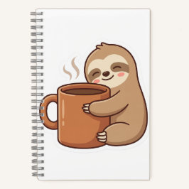 Kawaii Luiaard Koffie Spiraal Notebook | Esthetisc Notitieboek