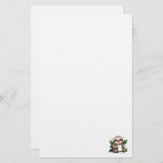 Kawaii Luiaard met pen en papier (Voorkant / Achterkant)