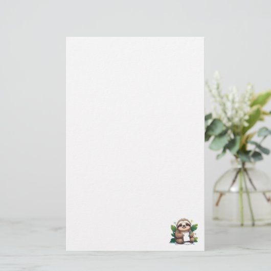 Kawaii Luiaard met pen en papier (Staand voorkant)