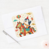 Kawaii Lunar Parade | Year of the Horse Vierkante Sticker (Envelop)