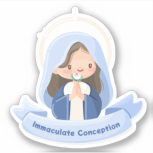 Kawaii Maagd Maria Biddende Sticker