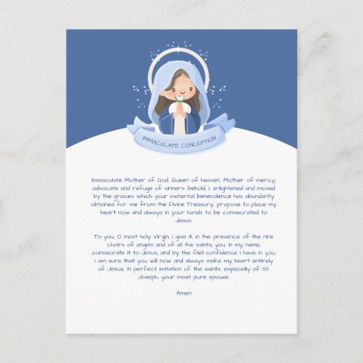 Kawaii Maagd Maria Gebed Feestdagenkaart (Voorkant)