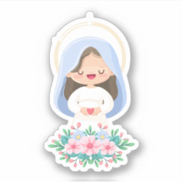 Kawaii Maagd Maria Heilig Hart Sticker