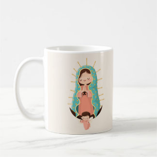 Kawaii Maagd van Guadalupe met engel en gebed Koffiemok