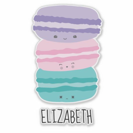 Kawaii Macarons Pastel Cute Personalized Custom Sticker (Voorkant)