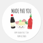 Kawaii Made Pho Each Other Valentine's Day Noodles Ronde Sticker (Voorkant)