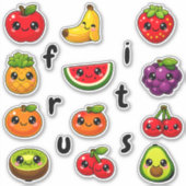 Kawaii Malse Fruit Educatieve Beloningsstickers vo Sticker (Voorkant)