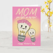 Kawaii Mam Lightbulb Moederdag Kaart (Gele Bloem)