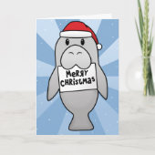 Kawaii Manatee Christmas Kaart (Voorkant)