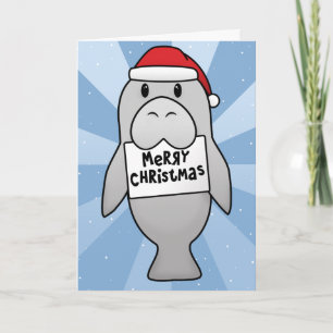 Kawaii Manatee kerstkaart Feestdagen Kaart
