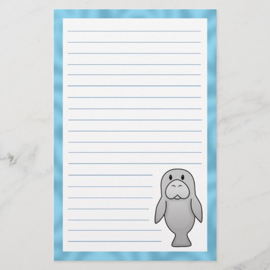 Kawaii Manatee Stationery Briefpapier (Voorkant)
