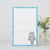 Kawaii Manatee Stationery Briefpapier (Staand voorkant)