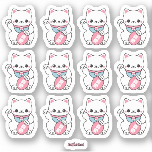 Kawaii Maneki Neko Sticker (Voorkant)