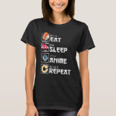 Kawaii Manga Sushi - Eat Sleep Anime Repeat - Cute T-shirt (Voorkant)