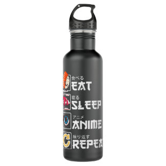 Kawaii Manga Sushi - Eat Sleep Anime Repeat - Cute Waterfles