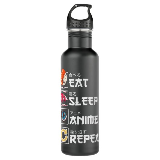 Kawaii Manga Sushi - Eat Sleep Anime Repeat - Cute Waterfles (Voorkant)