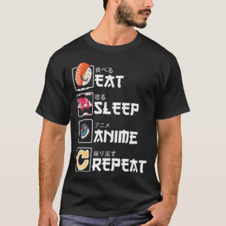 Kawaii Manga Sushi Eat Sleep Anime Repeteren Cute  T-shirt