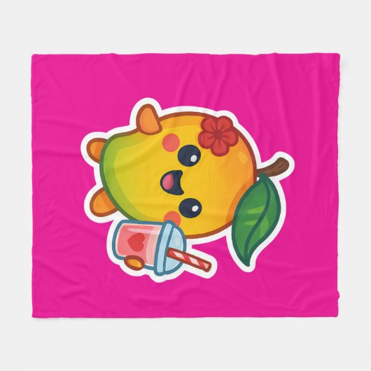 Kawaii Mango – Liefje Fruit met Hart Smoothi Fleece Deken (Voorkant (Horizontaal))