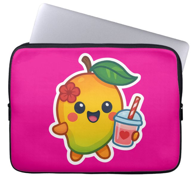 Kawaii Mango – Liefje Fruit met Hart Smoothi Laptop Sleeve (Voorkant)