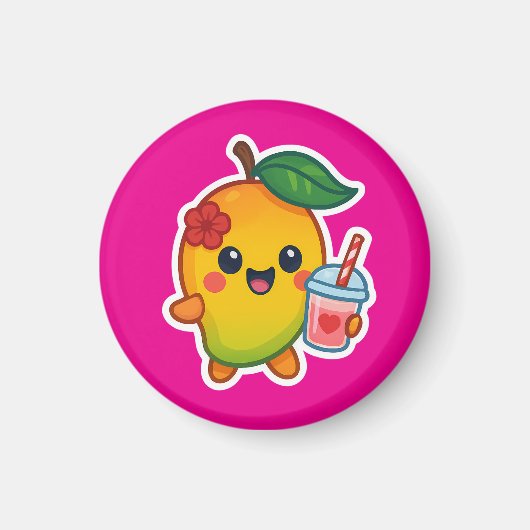 Kawaii Mango – Liefje Fruit met Hart Smoothi Magneet (Voorkant)