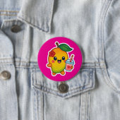 Kawaii Mango – Liefje Fruit met Hart Smoothi Ronde Button 7,6 Cm (In situ)