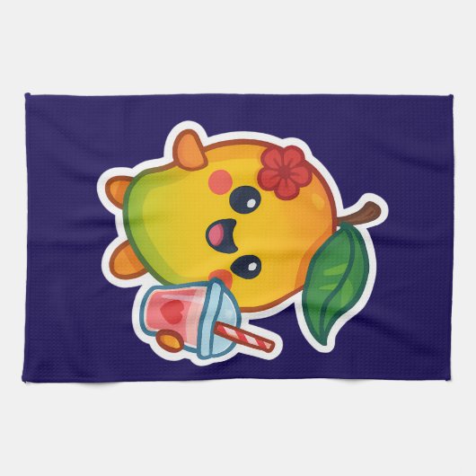 Kawaii Mango – Liefje Fruit met Hart Smoothi Theedoek (Horizontaal)
