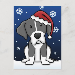 Kawaii Mantle Great Dane-Briefkaart voor kerstmis Feestdagenkaart